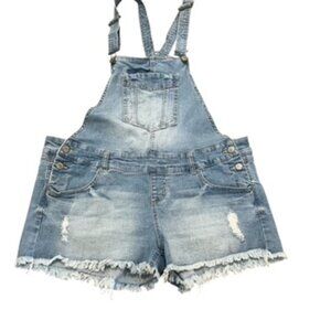 Rue 21 Denim‎ Jean Overalls Girls Size XL Distressed Blue Short